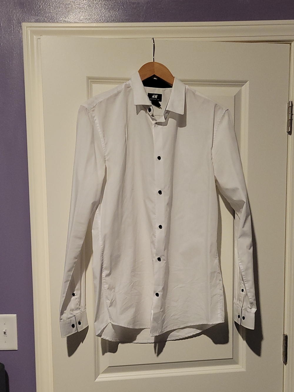 H&M White Dress Shirt with Black Buttons